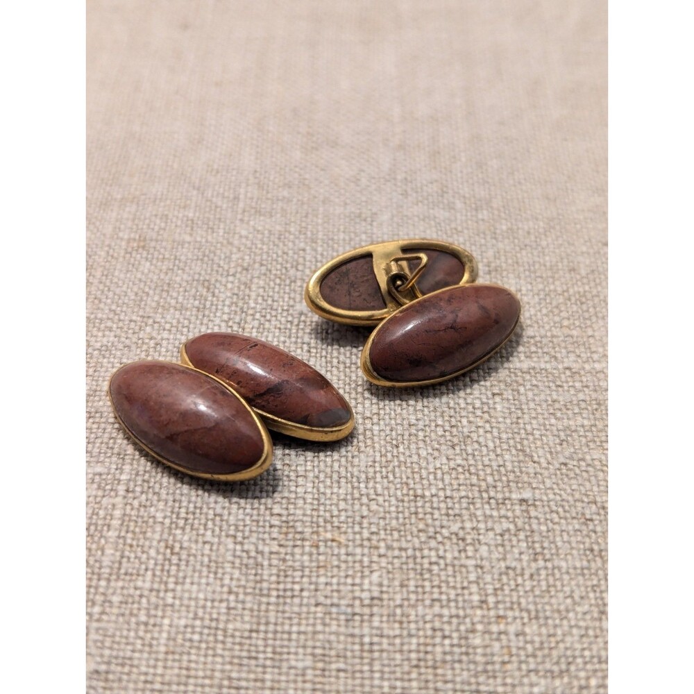 19th C. Agate Cufflinks Cabachon